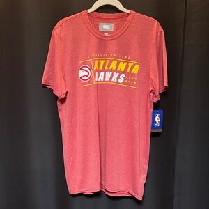 NBA Atlanta Hawks Heather Red Moisture Wicking Basic Tee Yellow White Graphic L